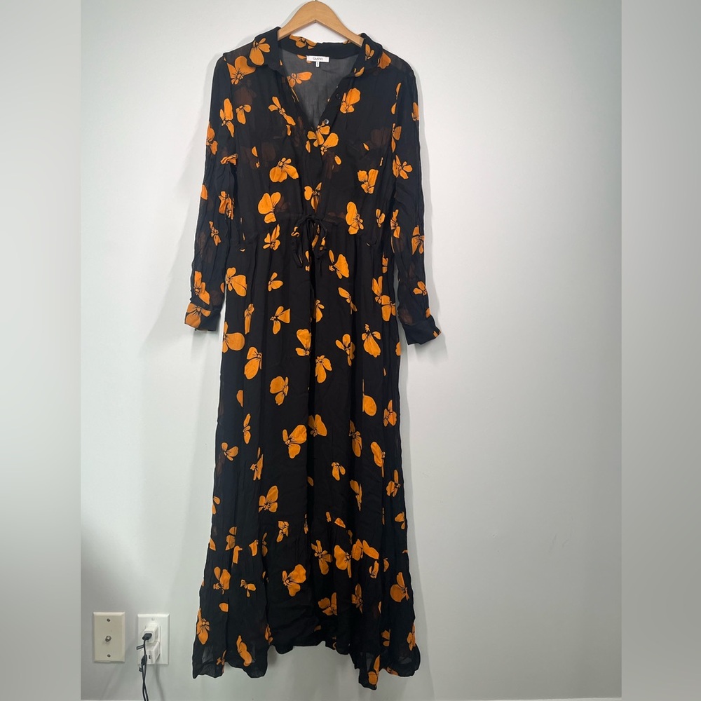 Ganni Black and Orange Floral Maxi Dress - Picture 3 of 8